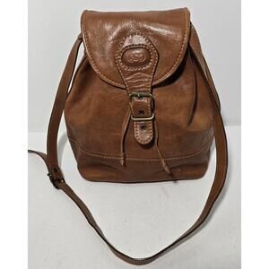 Vintage Pelletteria SPIGOLA Italy Crossbody Drawstring Cognac Leather Bag Purse